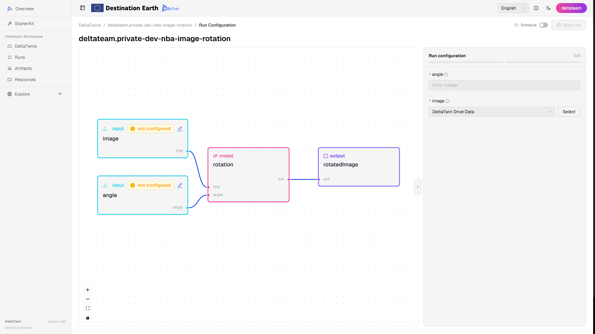 Run Configuration page